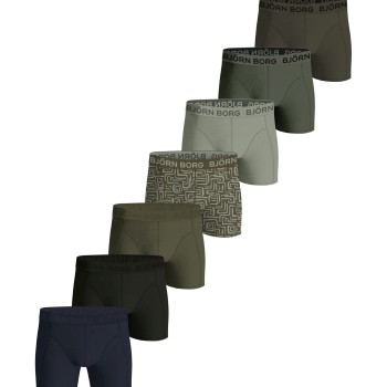 Björn Borg 7P Cotton Stretch Boxer Grøn/Brun bomuld Large Herre