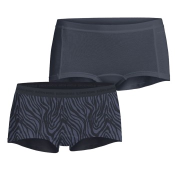 Björn Borg Trusser 2P Double Everyday Cotton Boxer Shorts Sort/Grå bomuld Large Dame