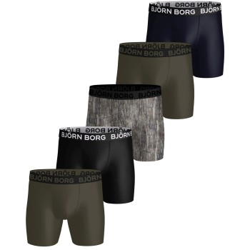 Björn Borg 5P Sports Microfiber Boxer Trunks Grøn/Brun polyester Large Herre