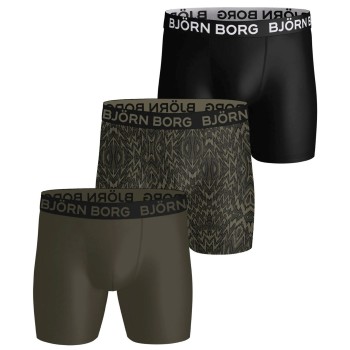 Björn Borg 3P Sports Microfiber Boxers Sort/Grøn polyester Small Herre