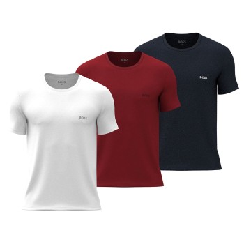 BOSS 3P Classic Crew Neck T Shirt Rød/Blå bomuld Large Herre