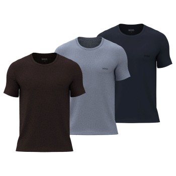 BOSS 3P Classic Crew Neck T Shirt Blå/Brun bomuld Large Herre