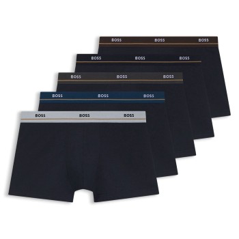 BOSS 5P Essential Trunks Sort/Blå bomuld X-Large Herre