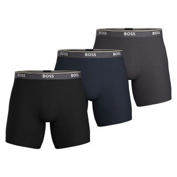 BOSS 3P Power Boxer Brief Long Grå/Blå bomuld X-Large Herre