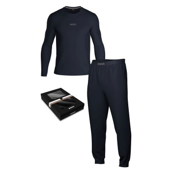 BOSS Xmas Long Pyjama Set Mørkblå bomuld X-Large Herre