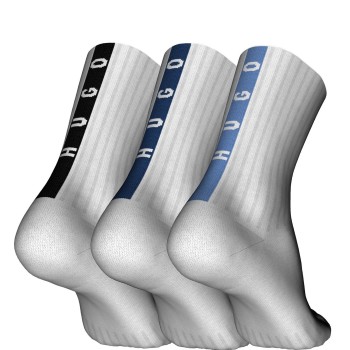HUGO Strømper 3P Back Label Socks Hvid/Blå Str 43/46