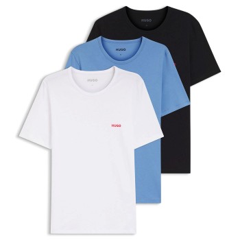 HUGO 3P Triplet T-Shirt Hvid/Blå bomuld Large Herre