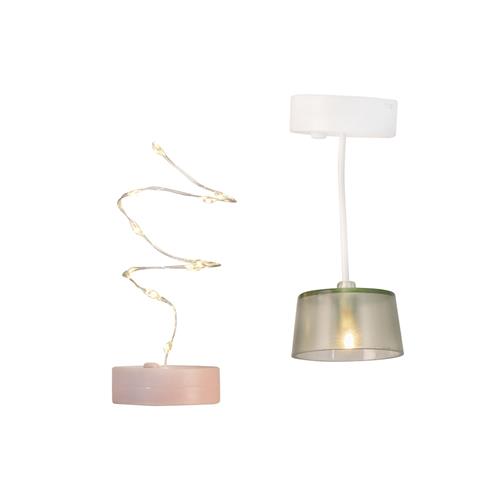 Lundby Ceiling Lamp & String Lights Pink Pink One Size  Lyserød  One Size 3+ Years Drenge, Piger