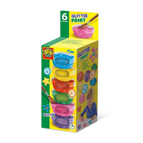 SES Creative Poster Paint Glitter 6x45 ml Yellow One Size  Gul  One Size 3-9 Years Drenge, Piger