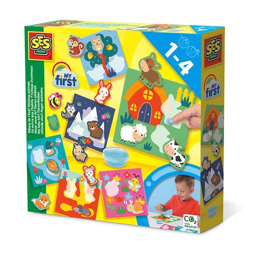 SES Creative My First  Sticking Animals  Where Do I Live Yellow One Size  Gul  One Size 1-4 Years Drenge, Piger