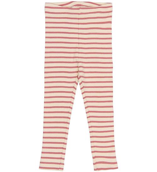 Petit Piao Leggings - Rib/Modal - PPSky - Dusty Rose Striped