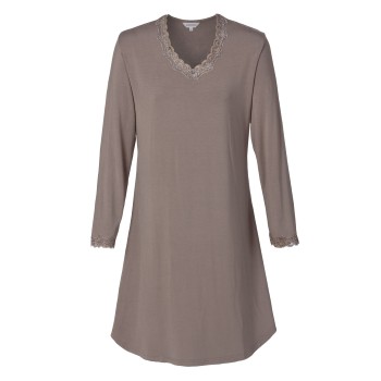 Lady Avenue Bamboo Nightdress With Long Sleeve Beige Bambus Large Dame