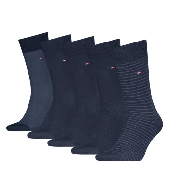 Tommy Hilfiger Strømper 5P Men Stripe Socks Gift Box Navy Str 43/46 Herre
