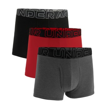 Under Armour 3P Performance Cotton Solid 3in Boxers Sort/Rød Medium Herre