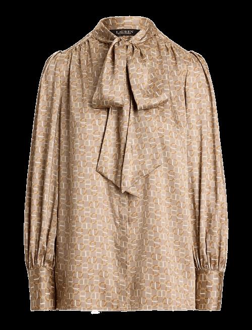 Lauren Ralph Lauren | Geo-Print Twill Tie-Neck Blouse | M