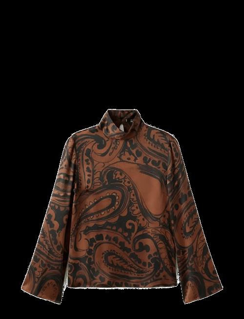 Mango | Paisley-Print Satin Blouse | L
