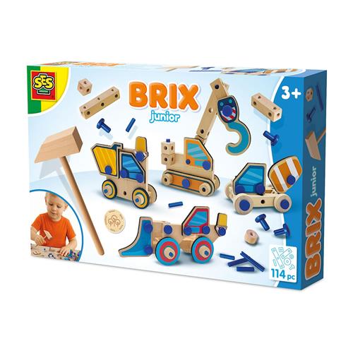 SES Creative Brix Junior  Construction Vehicles White One Size  Hvid  One Size 3-6 Years Drenge, Piger