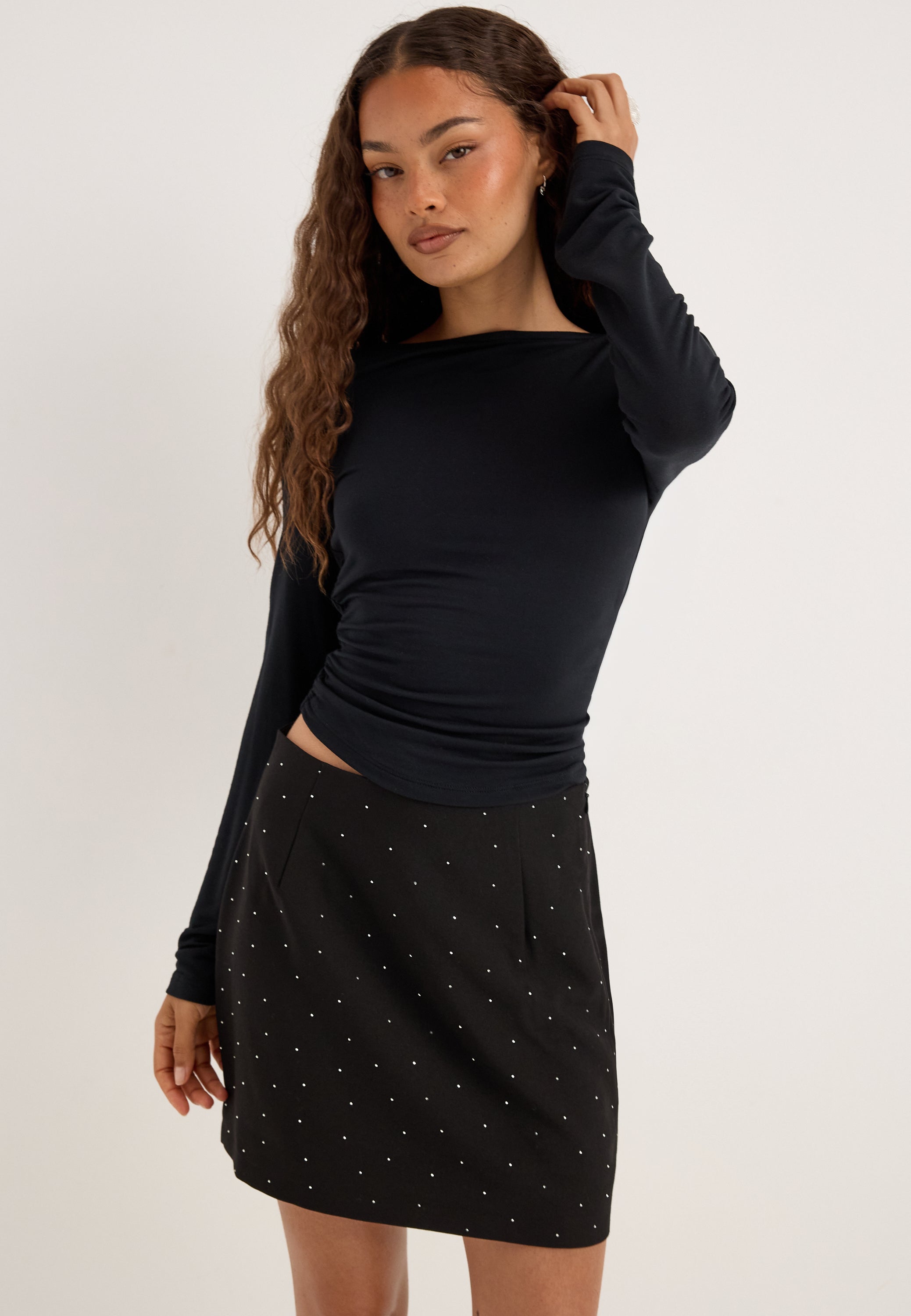PIECES Pckamil Rhinestones Hw Mini Skirt