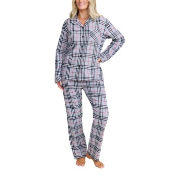 Damella Cotton Flannel Pyjamas Grå bomuld X-Large Dame