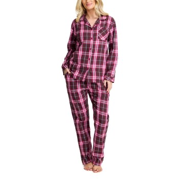 Damella Cotton Flannel Pyjamas Brun/rosa bomuld Large Dame