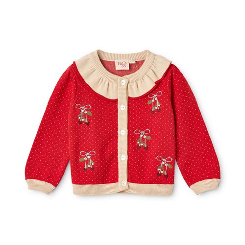 Flöss Elsie Cardigan Poppy Red Cream Dot  Poppy Red Cream Dot 86 cm  Rød  86 cm  unisex