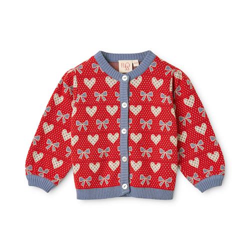 Flöss Josie Cardigan Poppy Red Bow  Poppy Red Bow 122/128 cm  Rød  122/128 cm  unisex