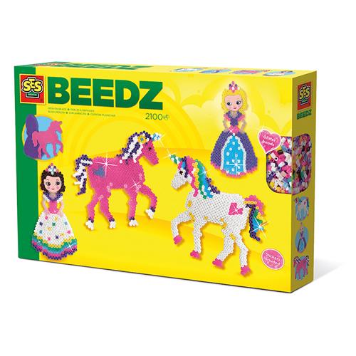 SES Creative Iron On Beads Unicorns And Princesses Yellow One Size  Gul  One Size 5-10 Years Drenge, Piger