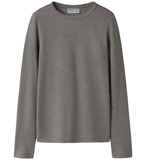 Name It Bluse - NkfNayla - Charcoal Gray/Silver Lurex