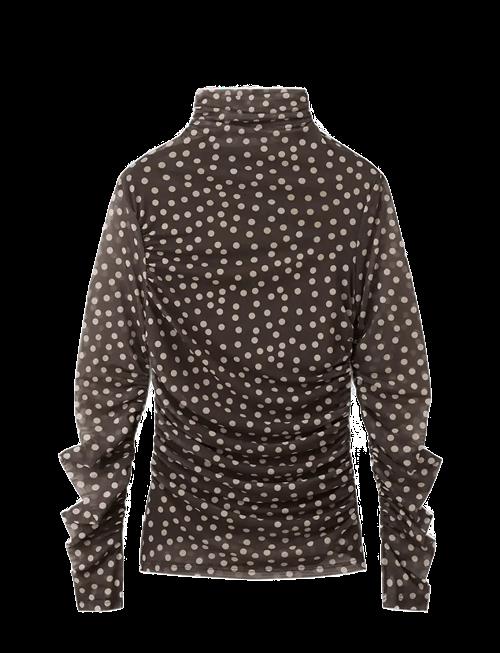 Mango | Ruched Polka Dot T-Shirt | M