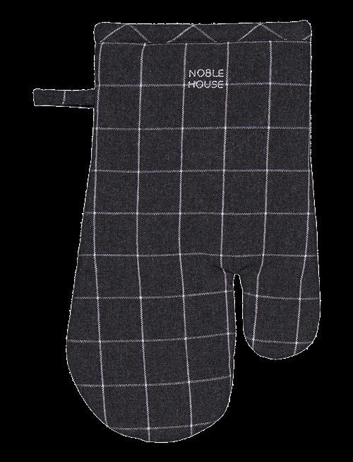 Noble House | Oven Glove Frog Check Grs D.grey 15X30 | 15X30CM