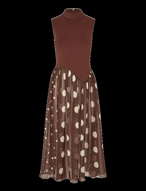 STINE GOYA | Jersey / Georgette Combo, Asymmetrical Draped Dress | XL