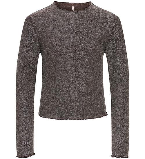 Kids Only Bluse - KogCarol - Coffee Bean/Silver Glitter