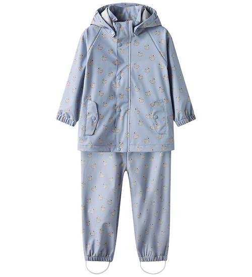 Lil' Atelier Regntøj m. Seler - PU - NmfLaDry10 - Zen Blue/Swan