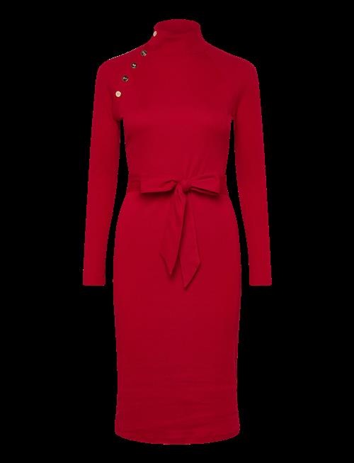 Lauren Ralph Lauren | Button-Trim Rib-Knit Mockneck Dress | M