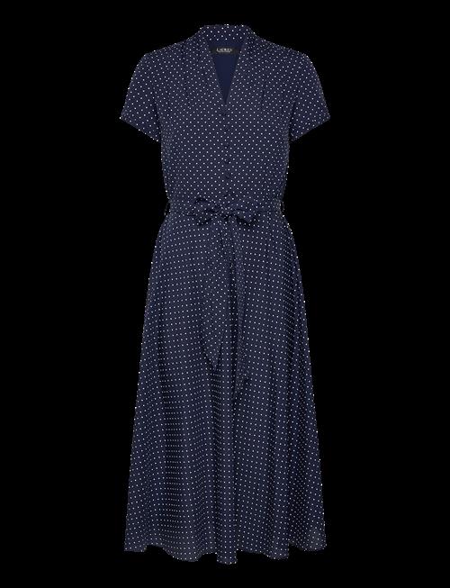 Lauren Ralph Lauren | Polka-Dot Belted Crepe Dress | 40