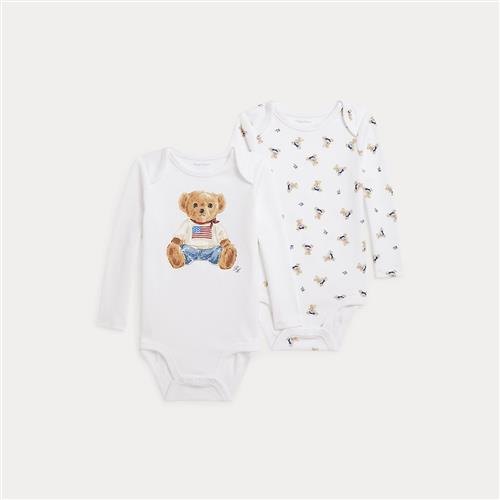 Ralph Lauren Polo Bear 2-pak Bomuldsbodysuit White  White 9 months  Hvid  9 måneder  Drenge