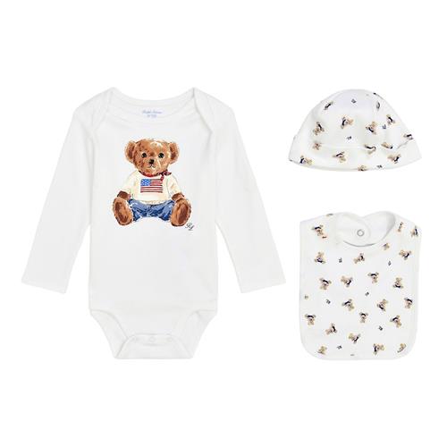 Ralph Lauren Polo Bear 3-delt Gavesæt White Multi  White Multi 6 months  Hvid  6 måneder  Drenge