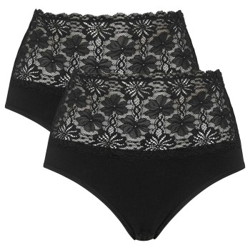 Damella Trusser 2P Lace Maxi Briefs Sort bomuld Large Dame