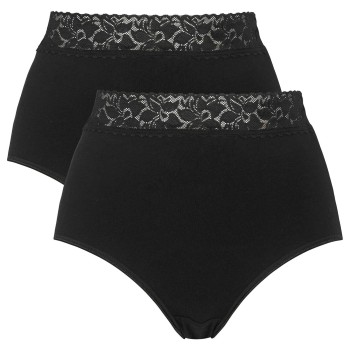 Damella Trusser 2P Maxi Brief With Lace Sort bomuld Medium Dame