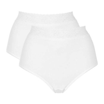 Damella Trusser 2P Maxi Brief With Lace Hvid bomuld X-Large Dame