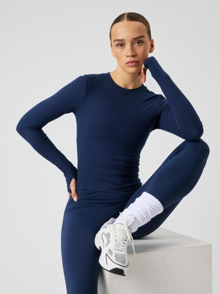 Björn Borg Studio Ribbed Cropped Long Sleeve Marineblå, L