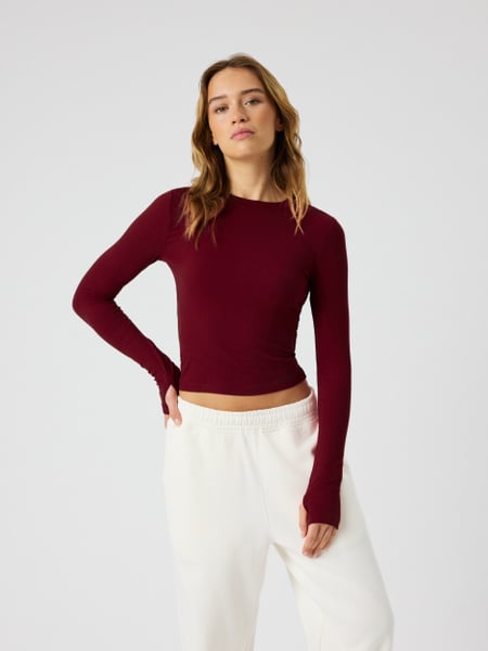 Björn Borg Studio Ribbed Cropped Long Sleeve Rød, XL