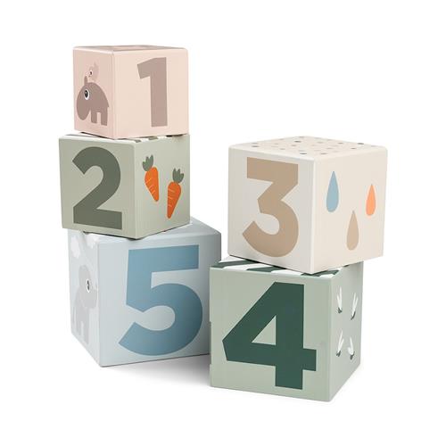 Done by Deer Stacking Cubes 5 Pcs Deer Friends Colour Mix Colour Mix One Size  Hvid  One Size  unisex