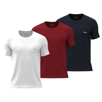 BOSS 3P Classic Regular Fit Crew Neck T-Shirt Rød/Blå bomuld Large Herre