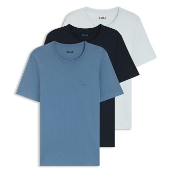 BOSS 3P Classic Regular Fit Crew Neck T-Shirt Blå/Blå bomuld Large Herre