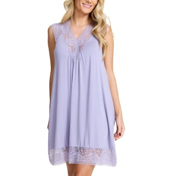 Damella Viscose Plain Sleeveless Nightdress Lilla viskose Large Dame