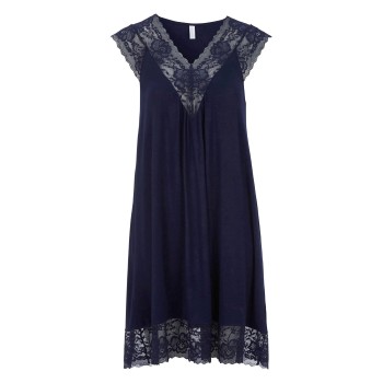 Damella Viscose Plain Sleeveless Nightdress Marineblå viskose XX-Large Dame