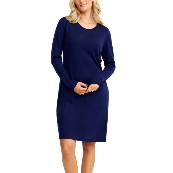 Damella Wool Long Sleeved Nightdress Marineblå merinould Medium Dame
