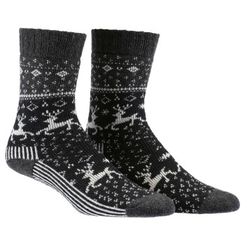 Damella Strømper Wool Socks With Pattern Sort/Grå Str 43/46 Dame