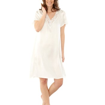 Damella Woven Silk Plain Nightdress Elfenben silke X-Small Dame
